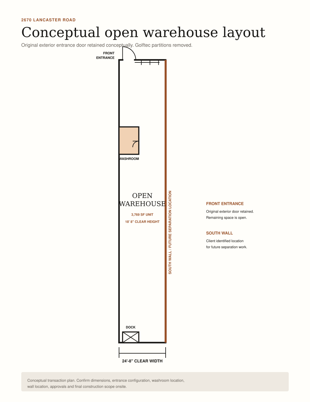 Conceptual open floor plan for 2670 Lancaster Road