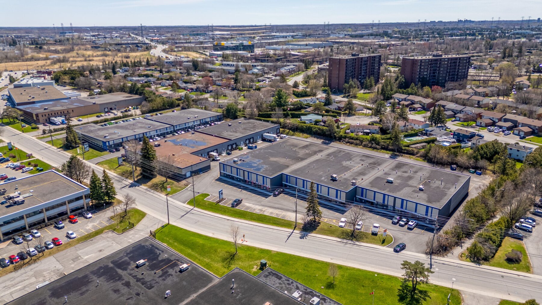 Aerial view of the Lancaster Road industrial complex and surrounding area