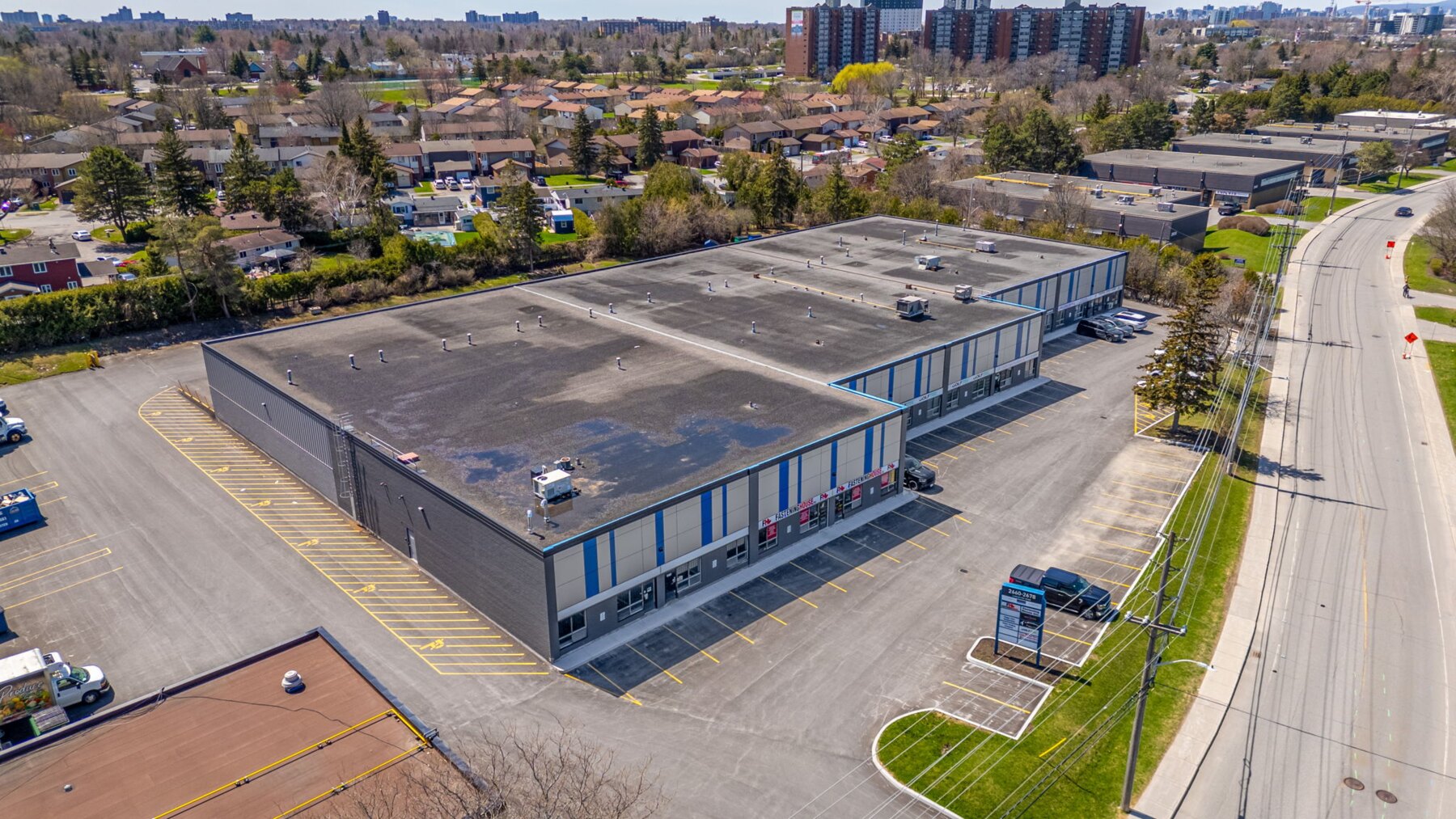 Closer aerial view of the Lancaster Road industrial complex